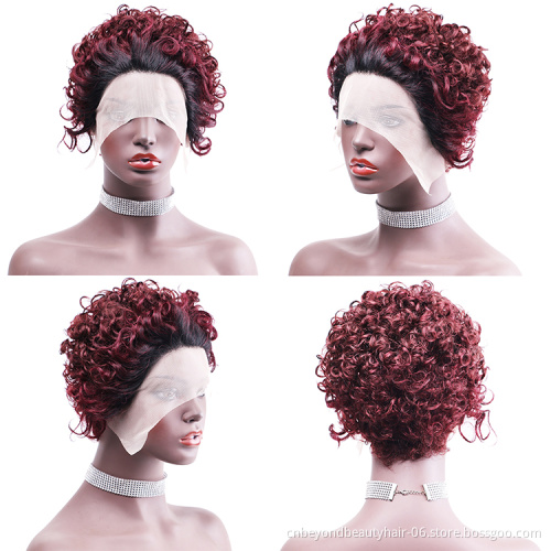 Perruque Pixie Cut Wig Human Hair Curly Bob Short Pixie Cut Lace Wig Bleached Knots Lace Frontal 13x1 Pixie Wig With Baby Hair
